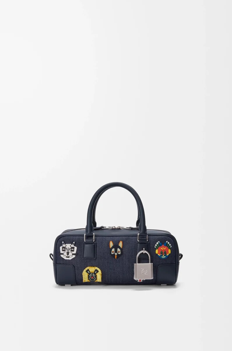 cats amazona 23 cropped bag aus besticktem denim blau