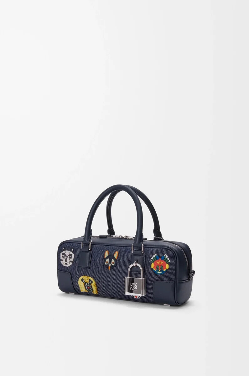 cats amazona 23 cropped bag aus besticktem denim blau