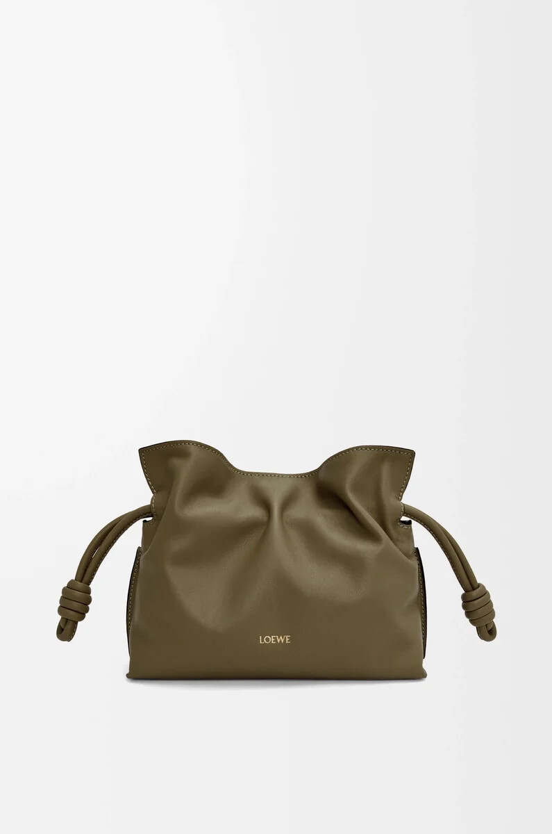 mini flamenco clutch aus nappa-kalbsleder dunkelkhaki