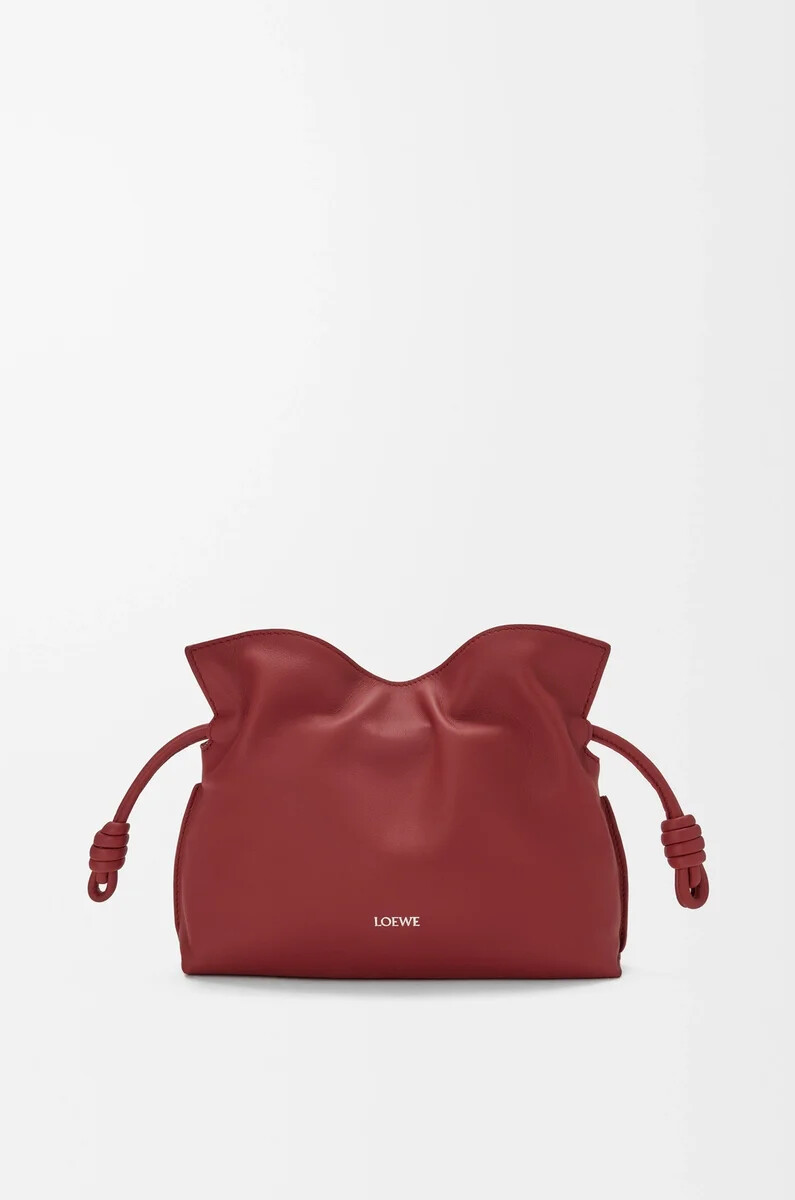 mini flamenco clutch aus nappa-kalbsleder in gebranntem rot