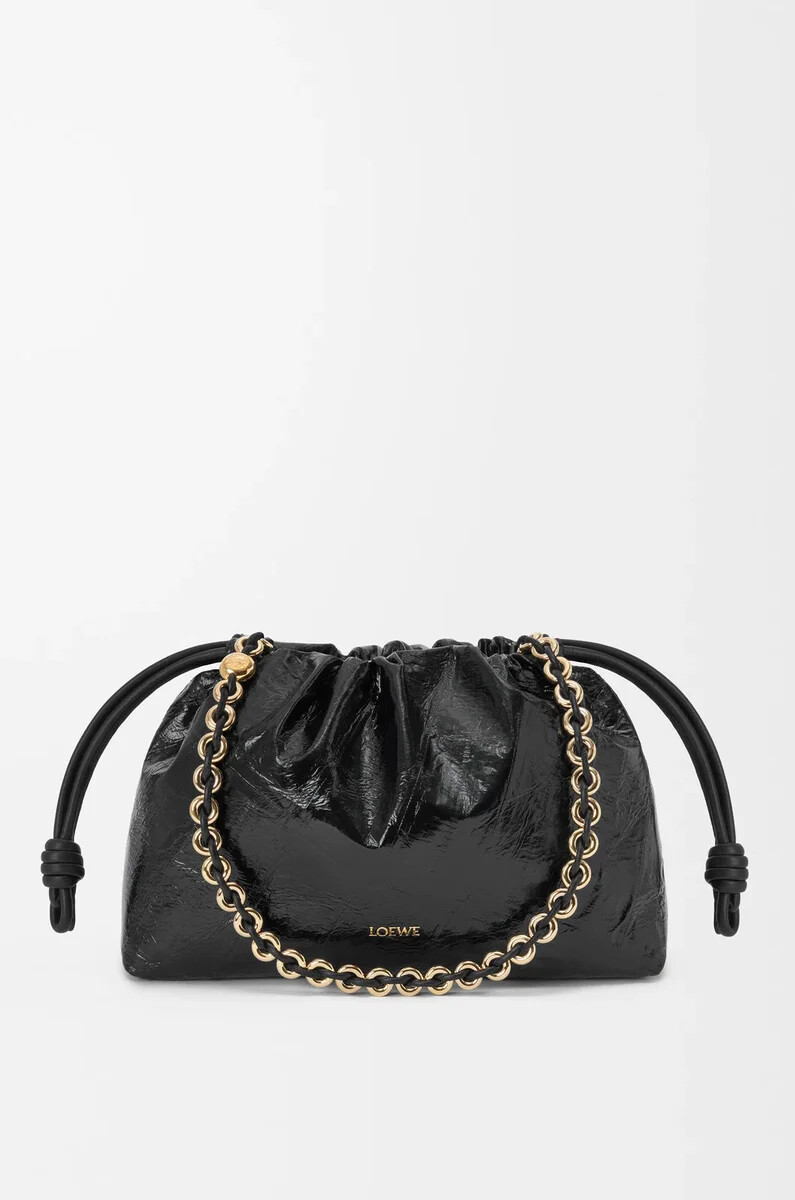 mittelgroße flamenco-handtasche in aal-schwarz