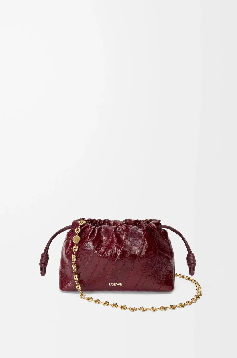 mini flamenco handtasche in aal-burgund