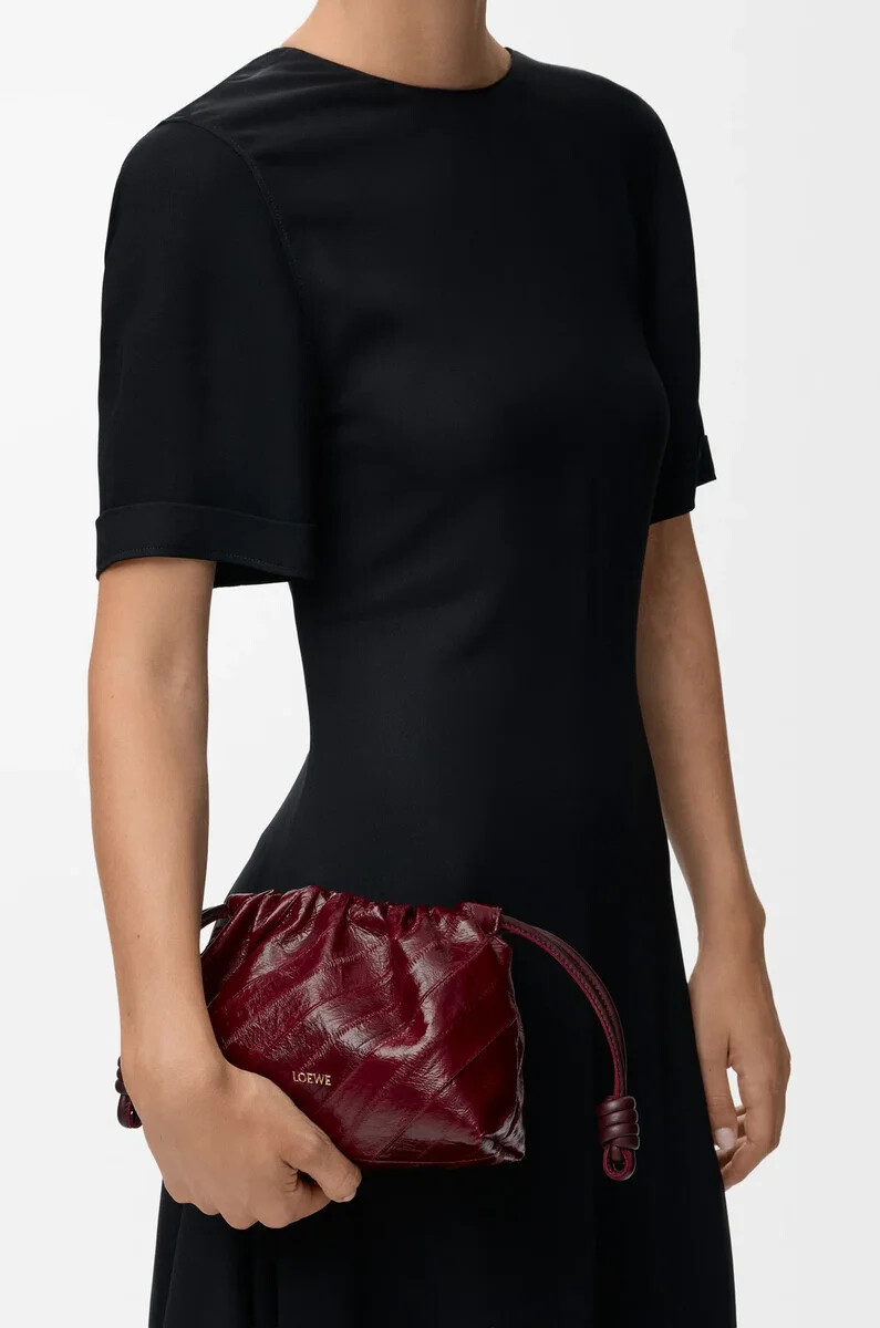 mini flamenco handtasche in aal-burgund