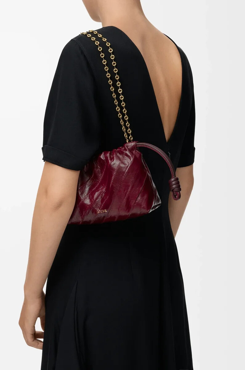mini flamenco handtasche in aal-burgund