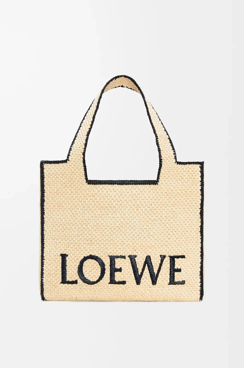 große loewe font tragetasche aus bast natur