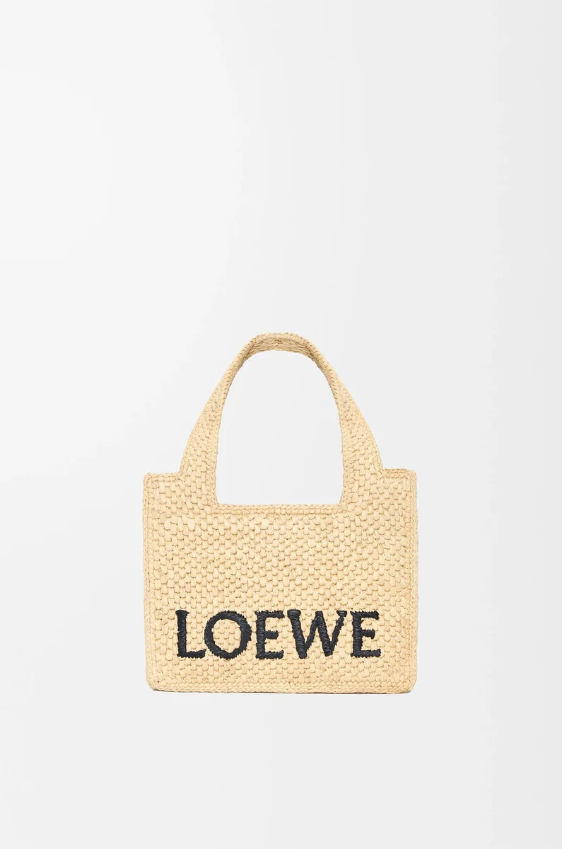 mini loewe font tote aus bast natur