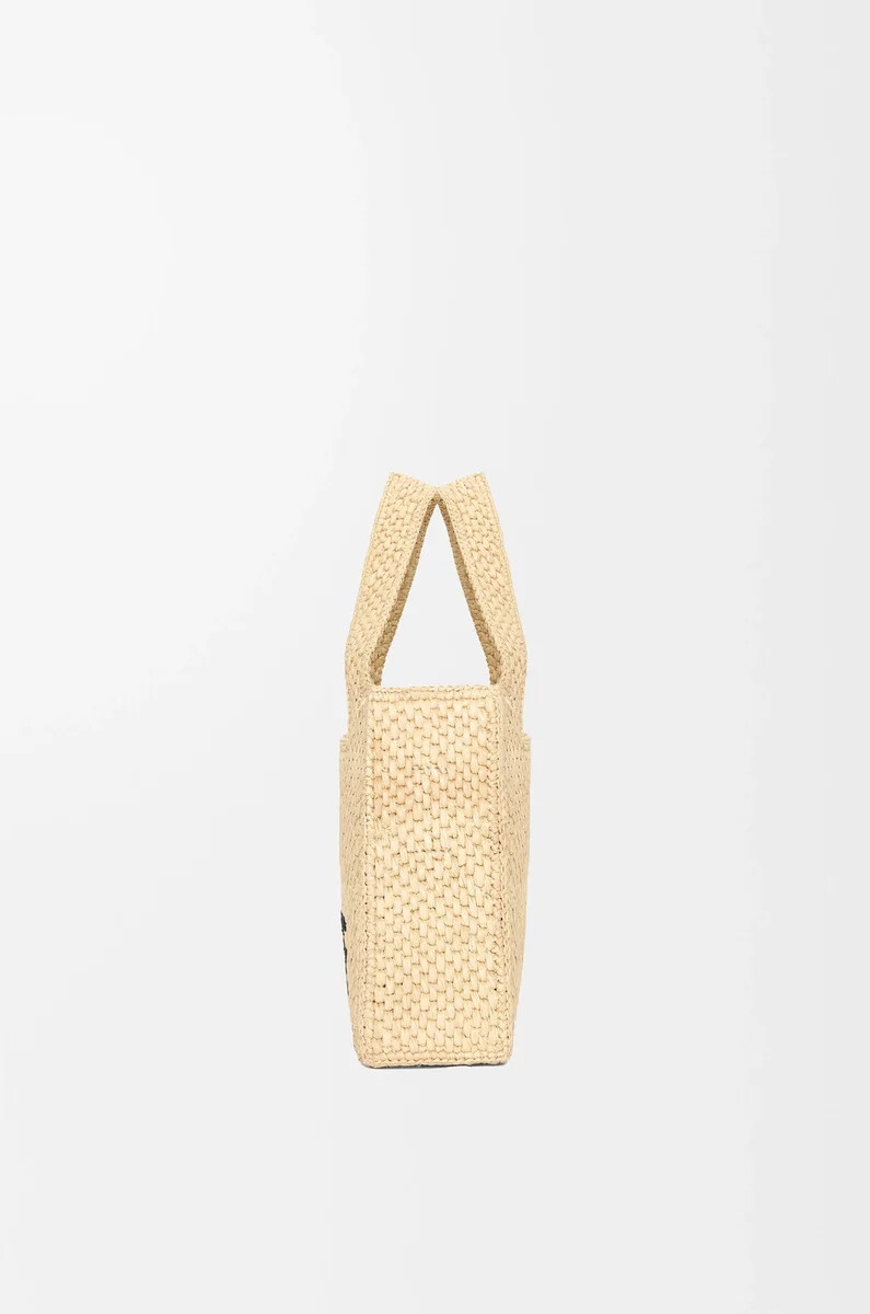 mini loewe font tote aus bast natur