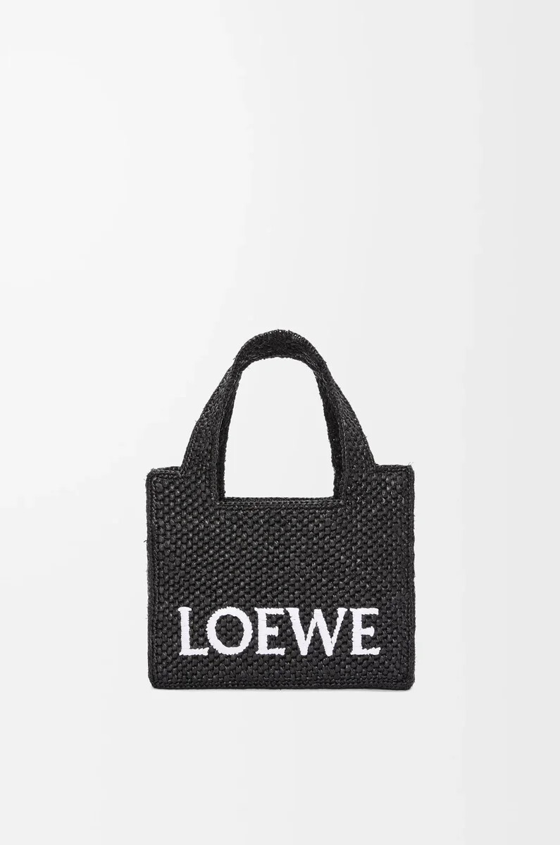 mini loewe font tote aus bast schwarz