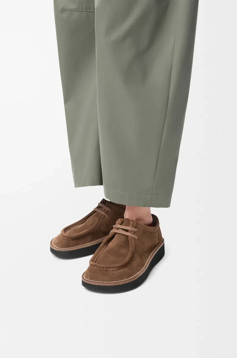 faro schnürschuhe aus braunem kalbsveloursleder