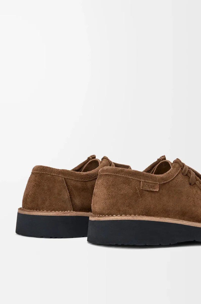faro schnürschuhe aus braunem kalbsveloursleder