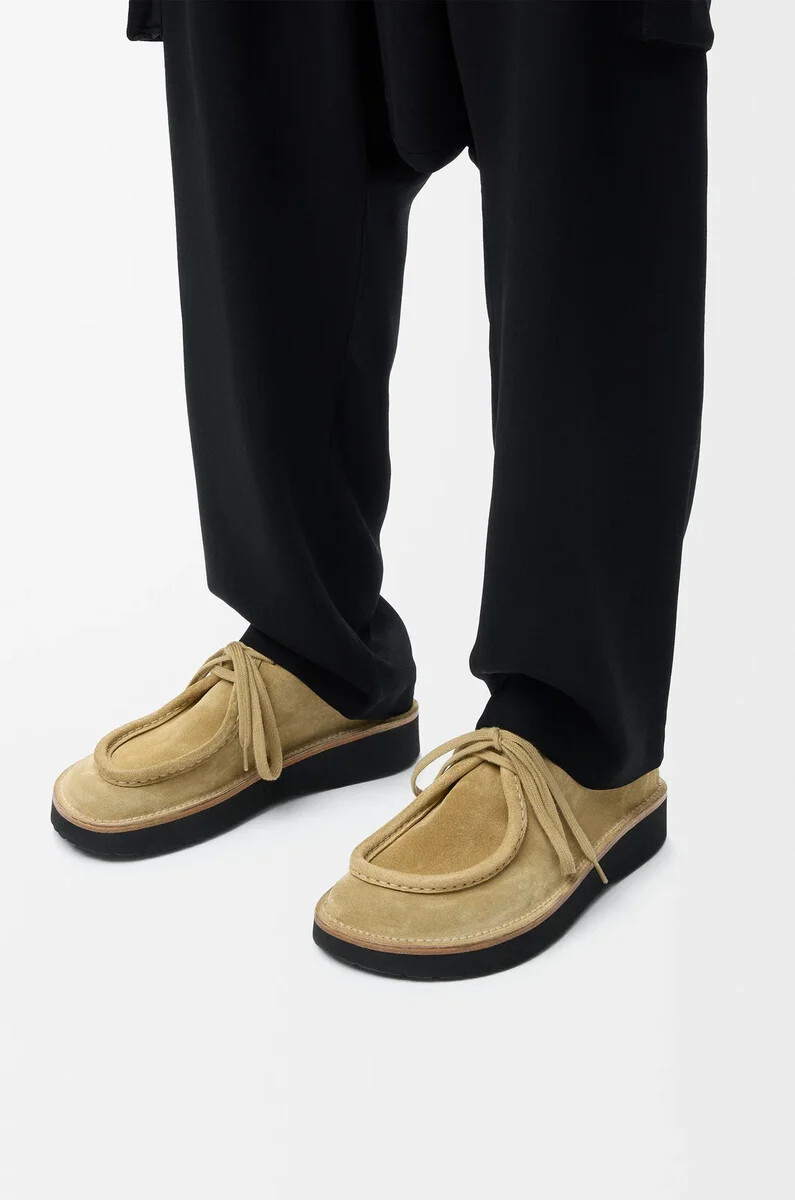 faro schnürschuh aus veloursleder-kalbsleder sahara
