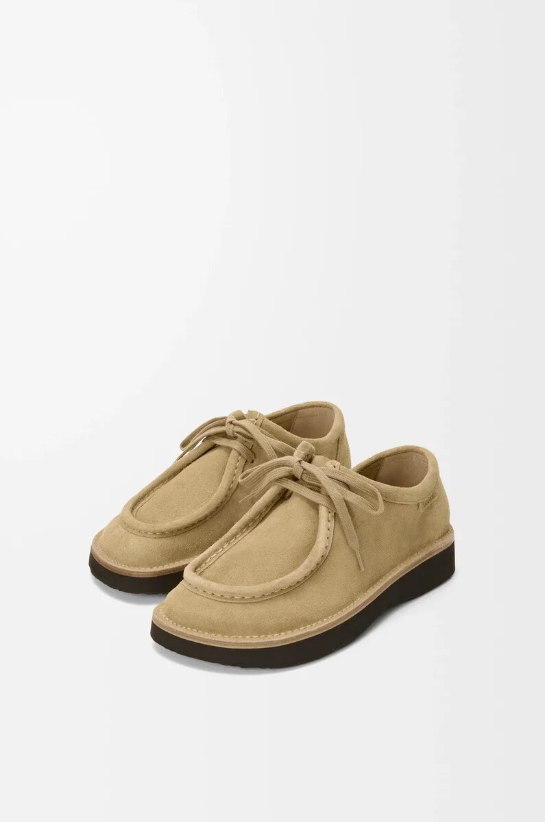 faro schnürschuh aus veloursleder-kalbsleder sahara