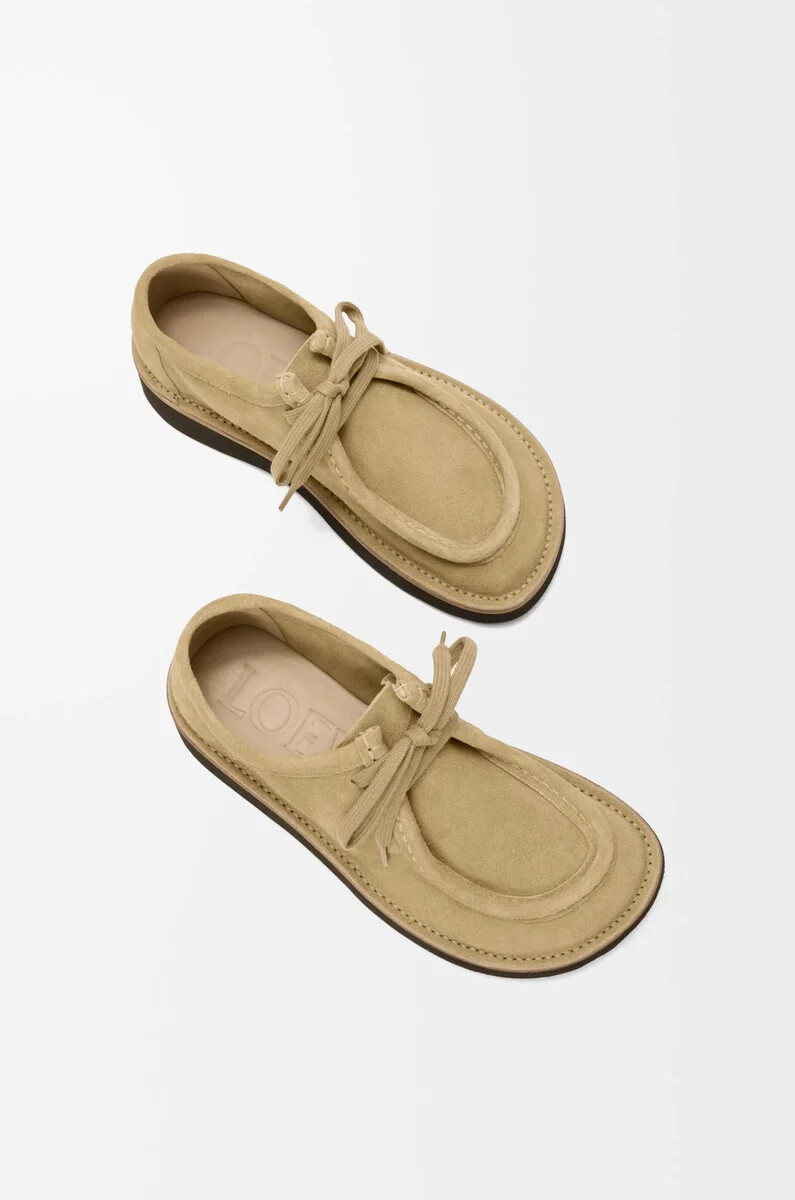 faro schnürschuh aus veloursleder-kalbsleder sahara