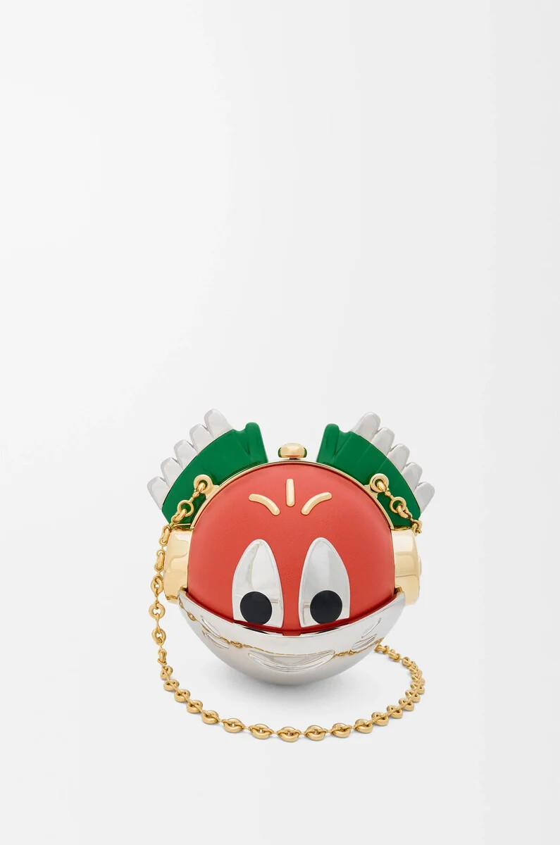 knight cat clutch aus metall und nappa-lammleder in sunrise orange