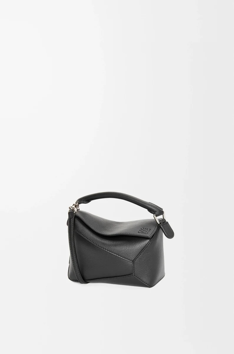 mini puzzle edge tasche aus klassischem kalbsleder schwarz