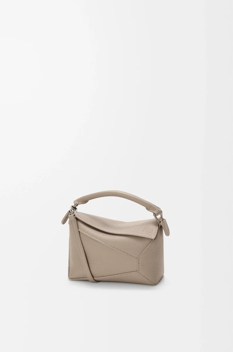 mini puzzle edge tasche aus weichem genarbtem kalbsleder farbe clay