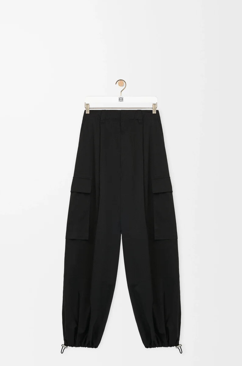 cargohose aus baumwolle und seide schwarz