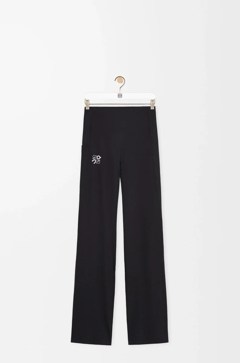 weiche bootcut-hose aus technischem jersey schwarz