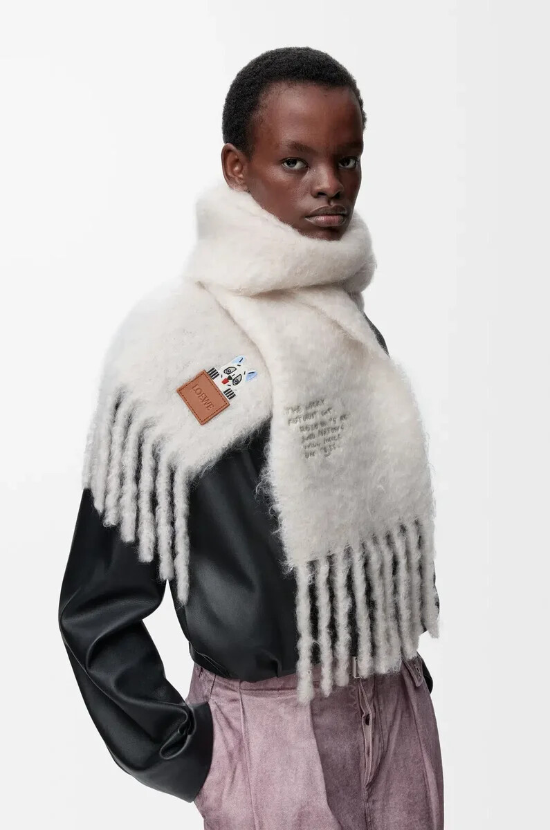 schal aus mohair- und wollmischung weiß