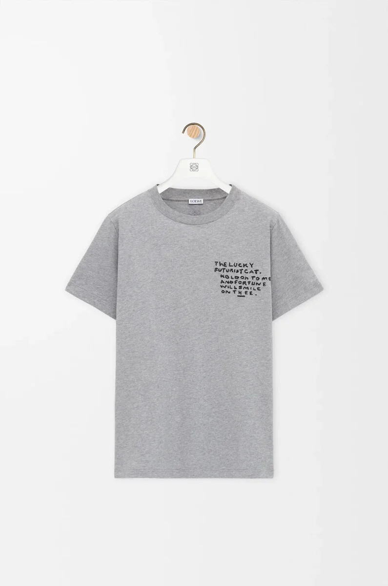 normal geschnittenes t-shirt aus graumelierter baumwolle