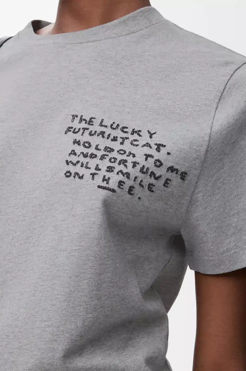 normal geschnittenes t-shirt aus graumelierter baumwolle