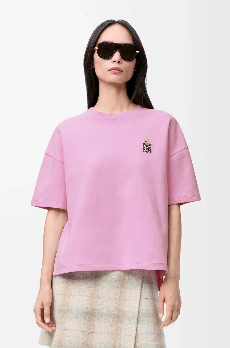 normal geschnittenes t-shirt aus baumwollmischgewebe in rosa