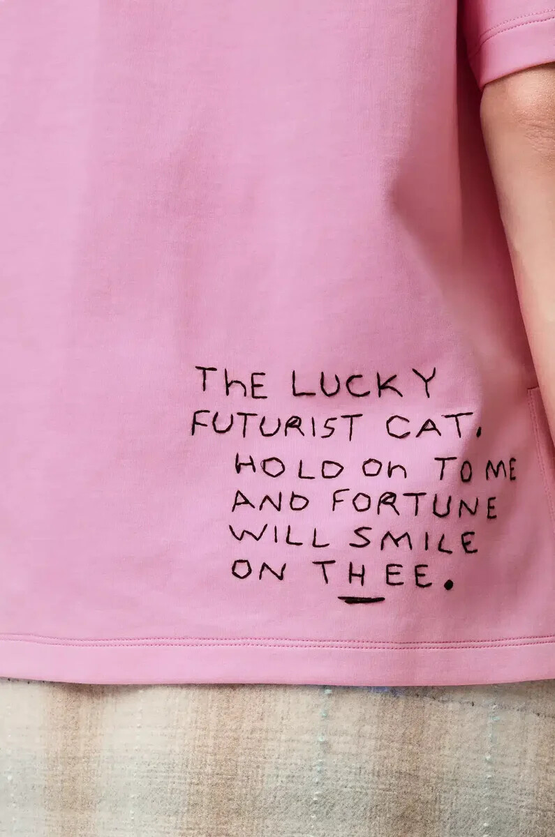 normal geschnittenes t-shirt aus baumwollmischgewebe in rosa