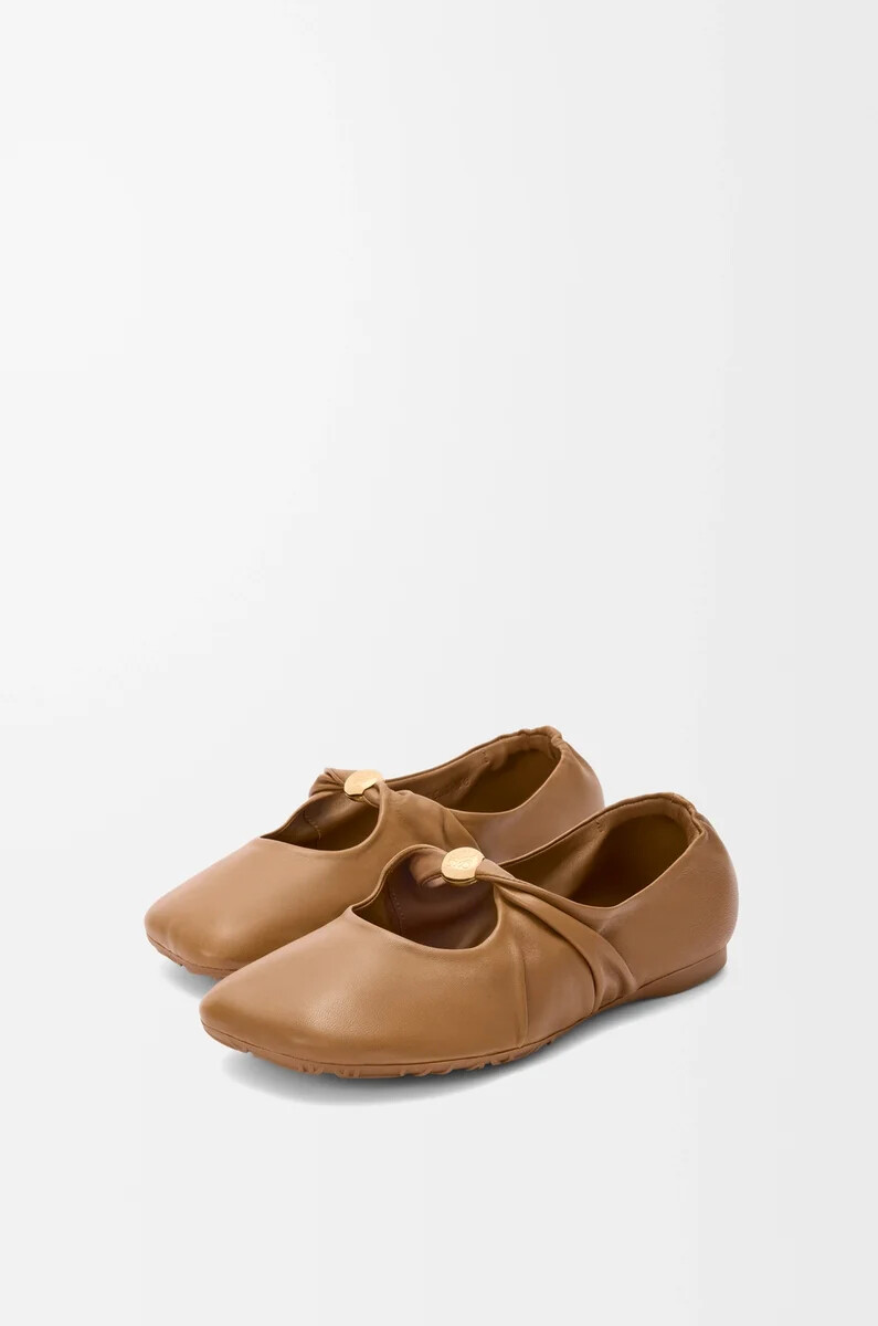 pebble soft ballerina aus nappa-lammleder oak