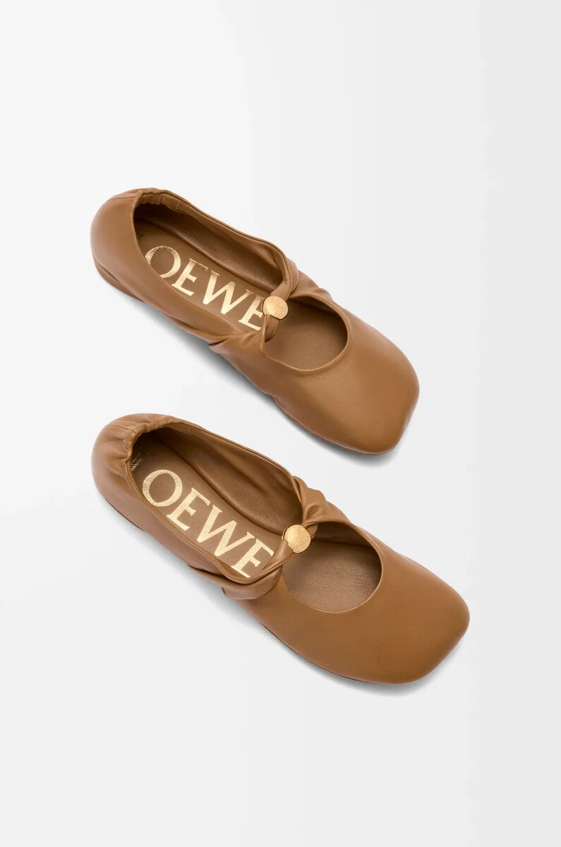 pebble soft ballerina aus nappa-lammleder oak