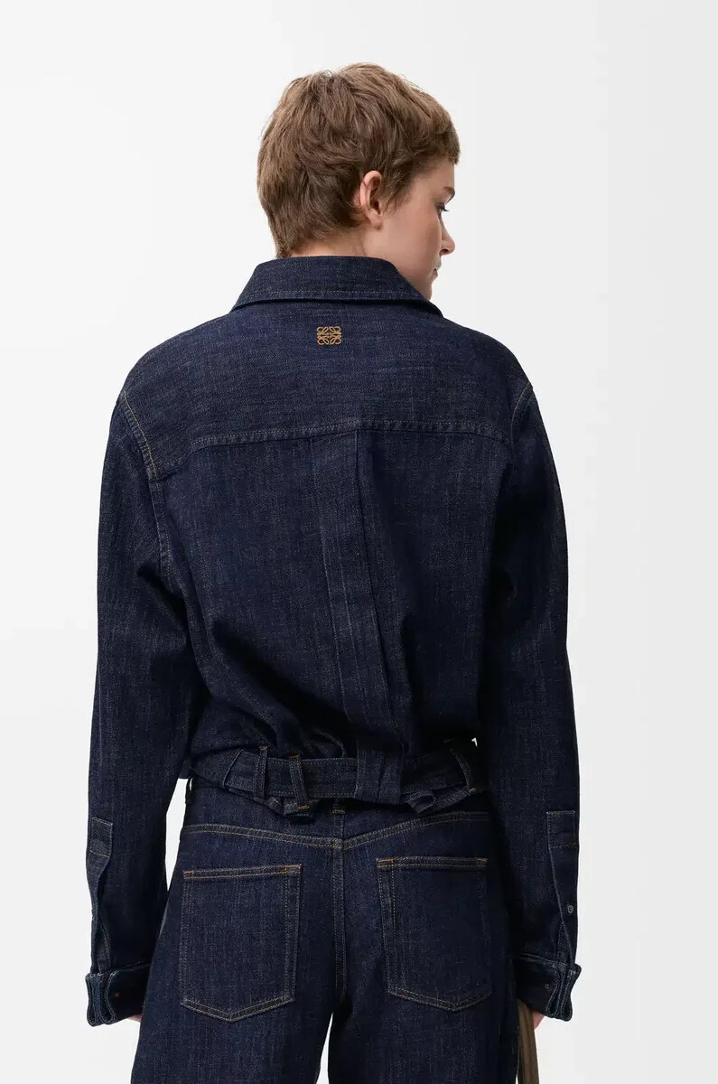 drapiertes hemd aus denim in indigoblau