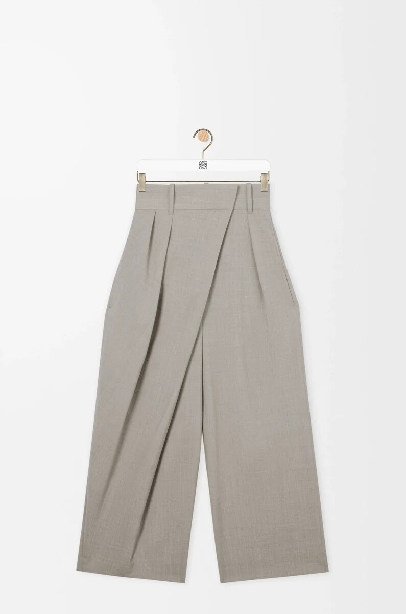 kurze wickelhose aus wolle hellbeige meliert