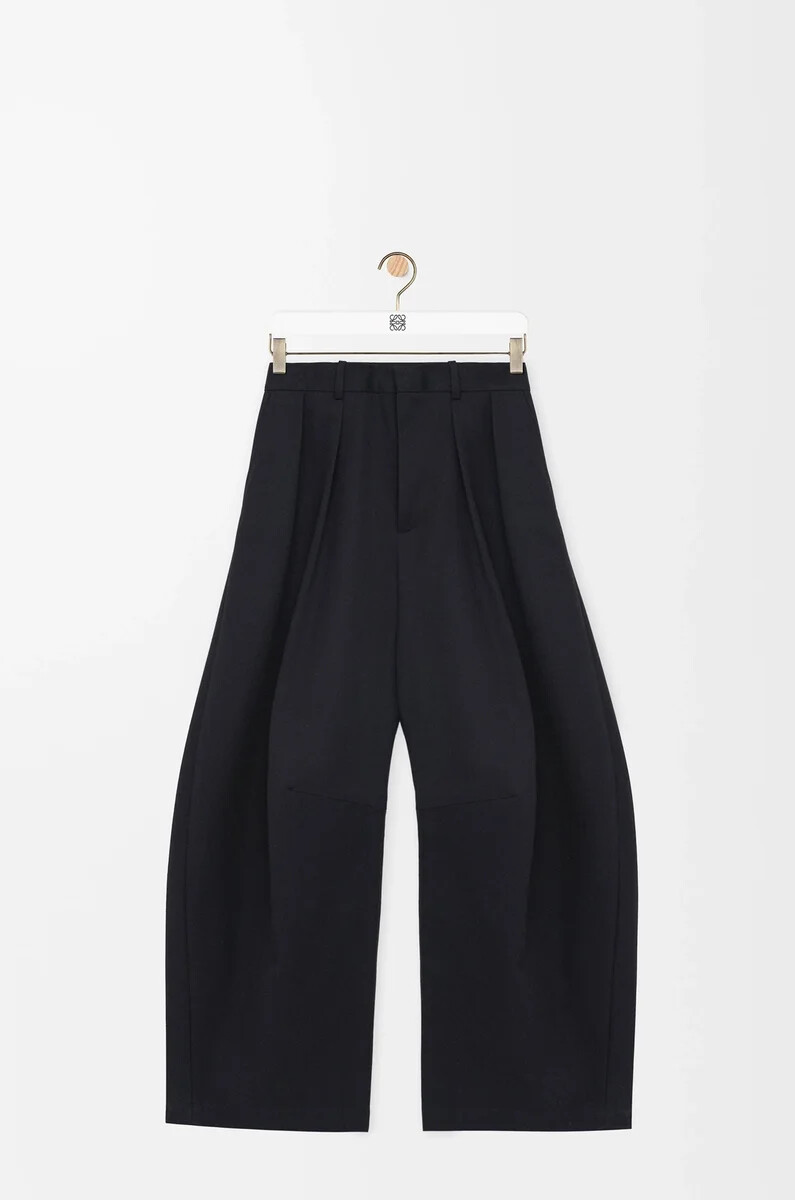 schwarze barrel-hose aus baumwolle und seide