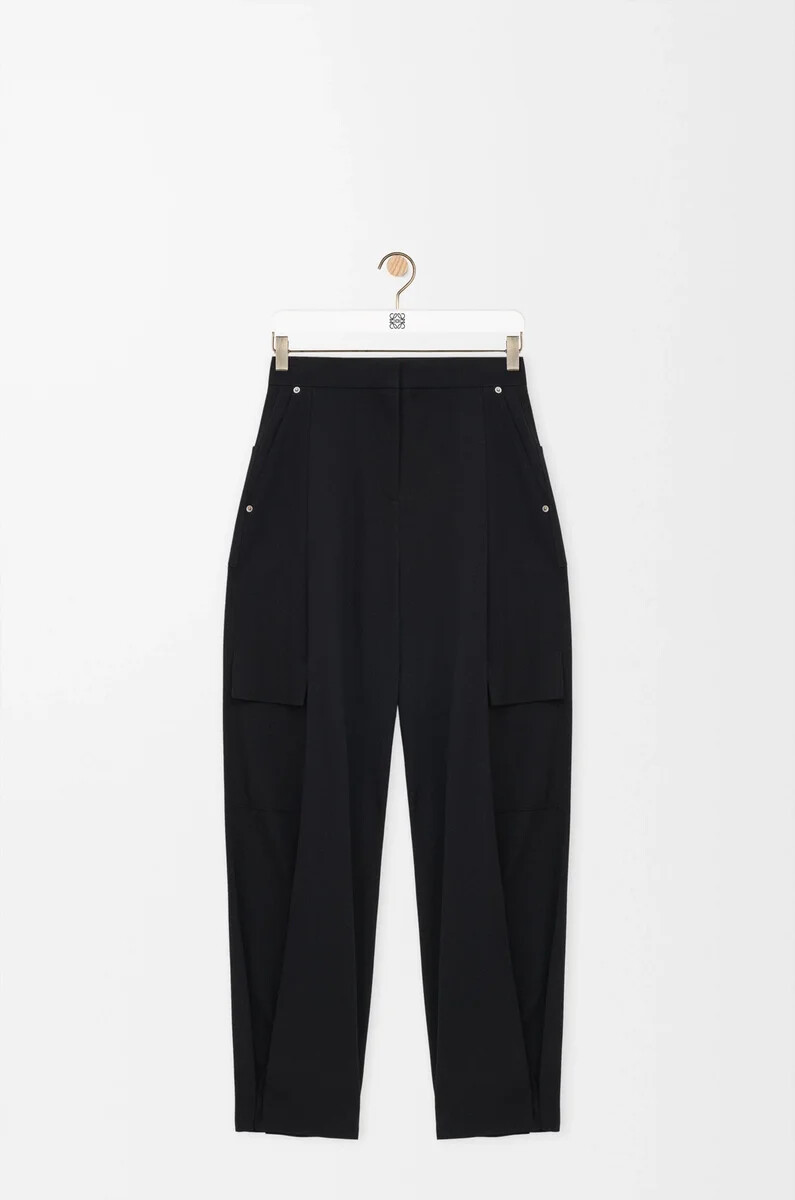 schwarze cargohose aus wolle
