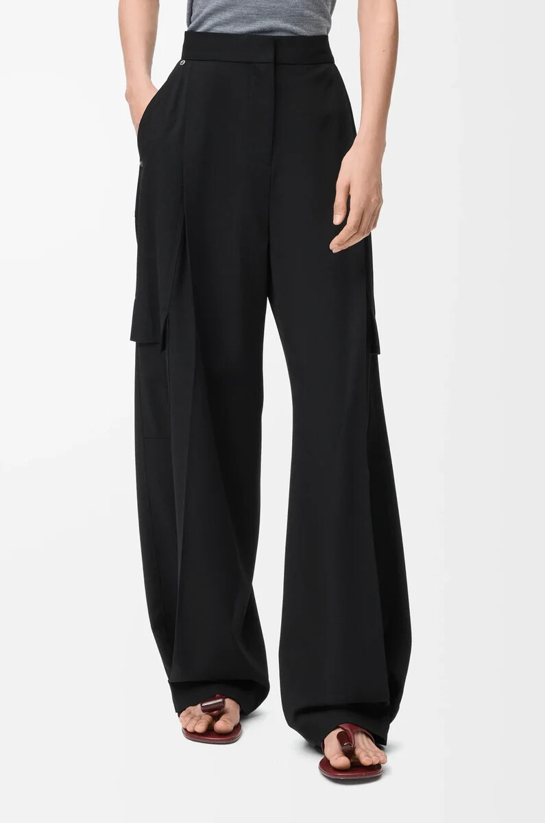 schwarze cargohose aus wolle