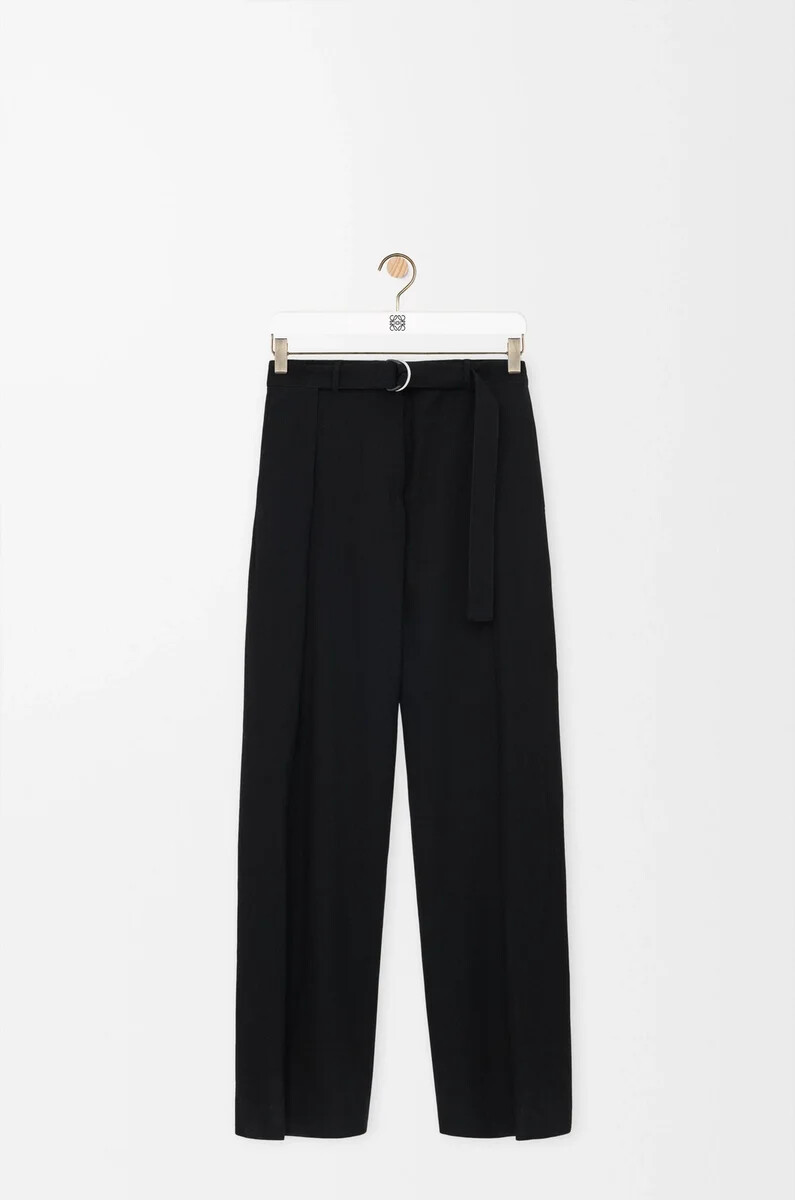 schwarze wollhose mit gürtel