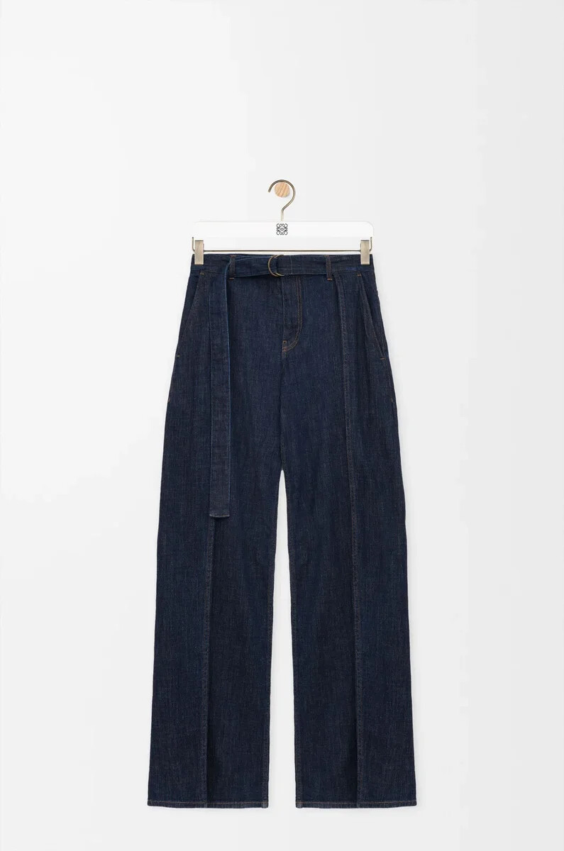 jeans mit gürtel in denim-indigoblau