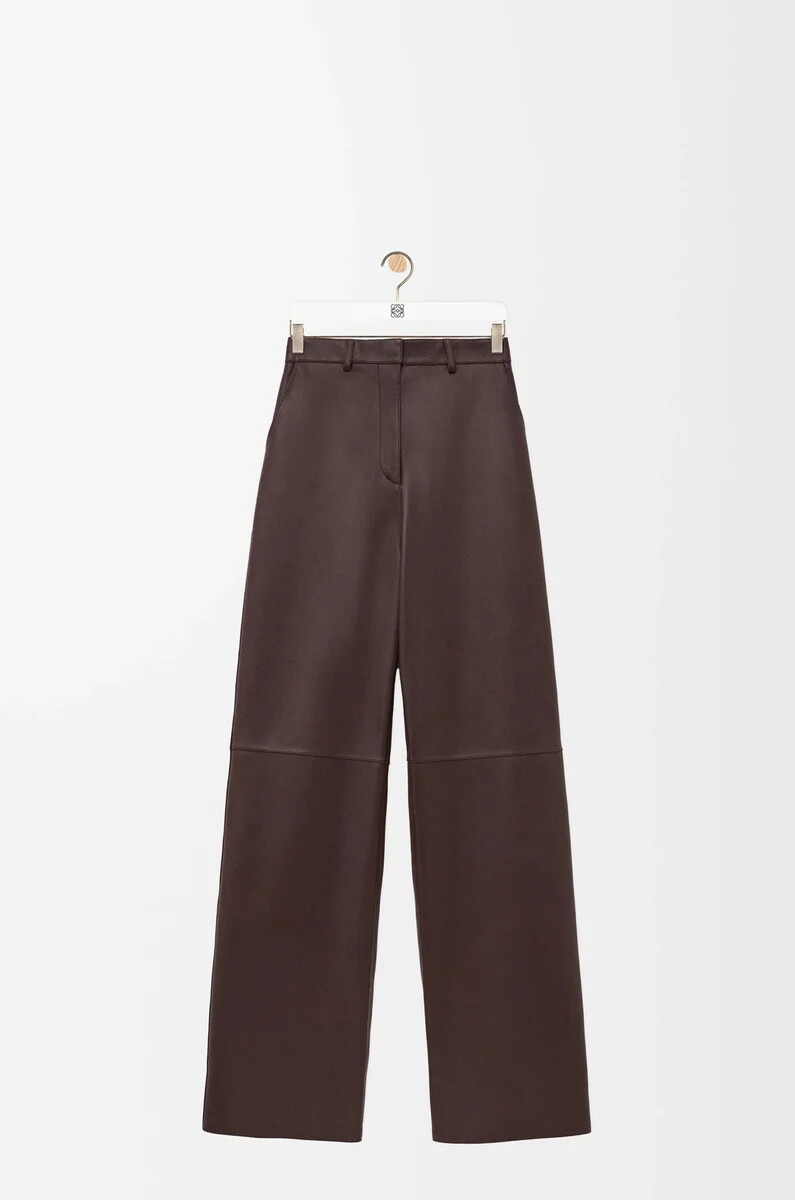 hose aus nappa-lammleder schokoladenbraun