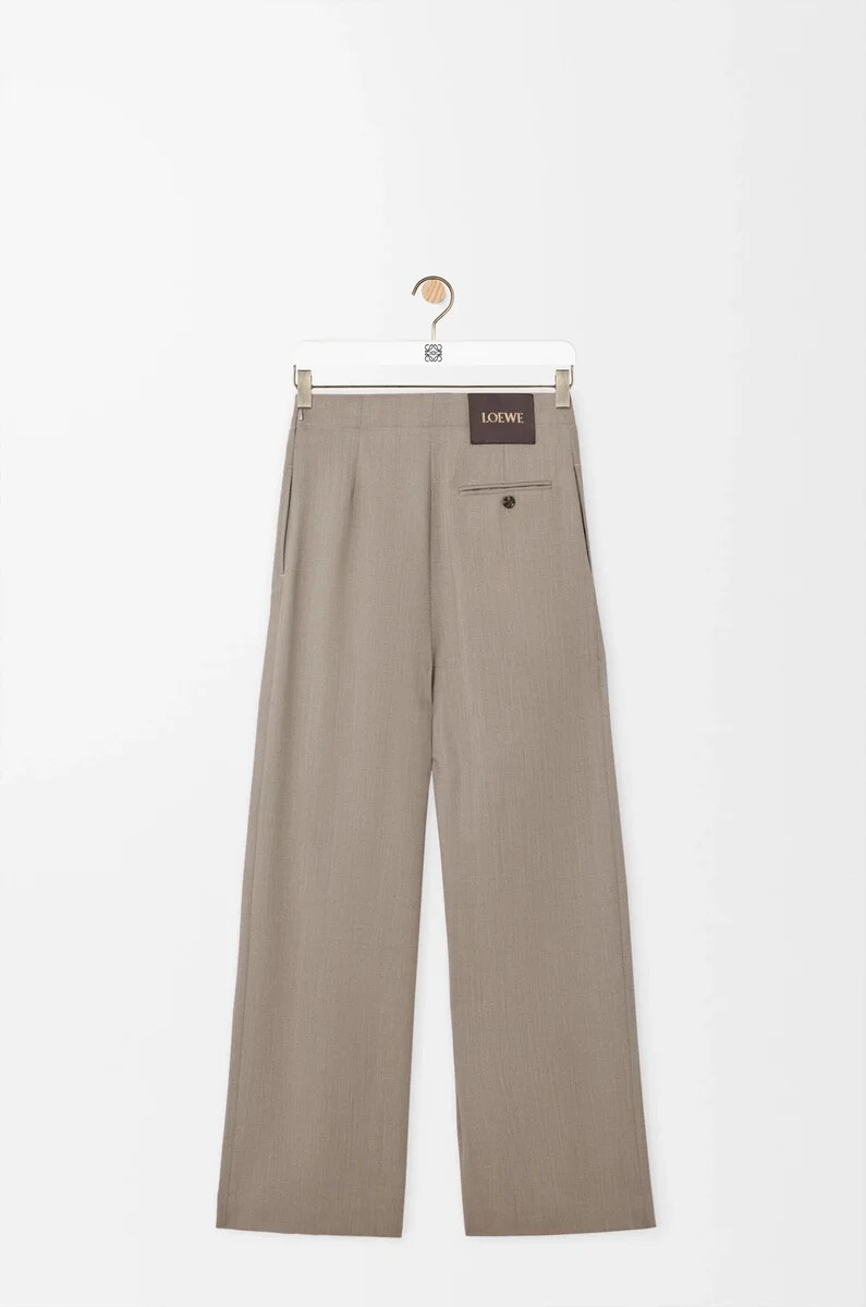 hose mit gürtel aus wolle in beige melange