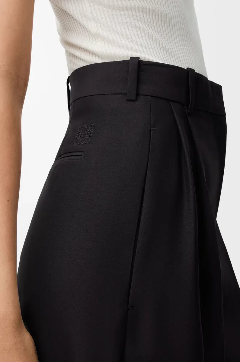 hose aus wolle und seide schwarz