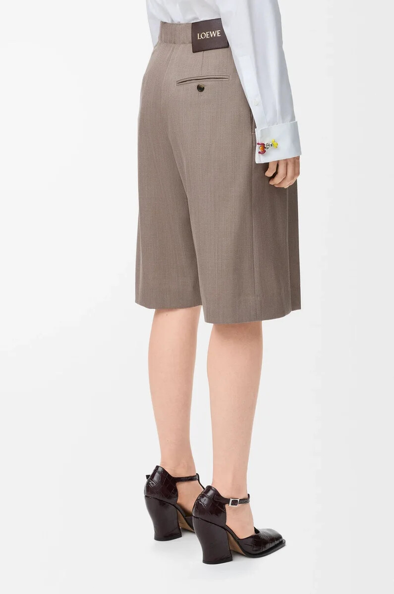 shorts mit gürtel aus wolle in beige melange