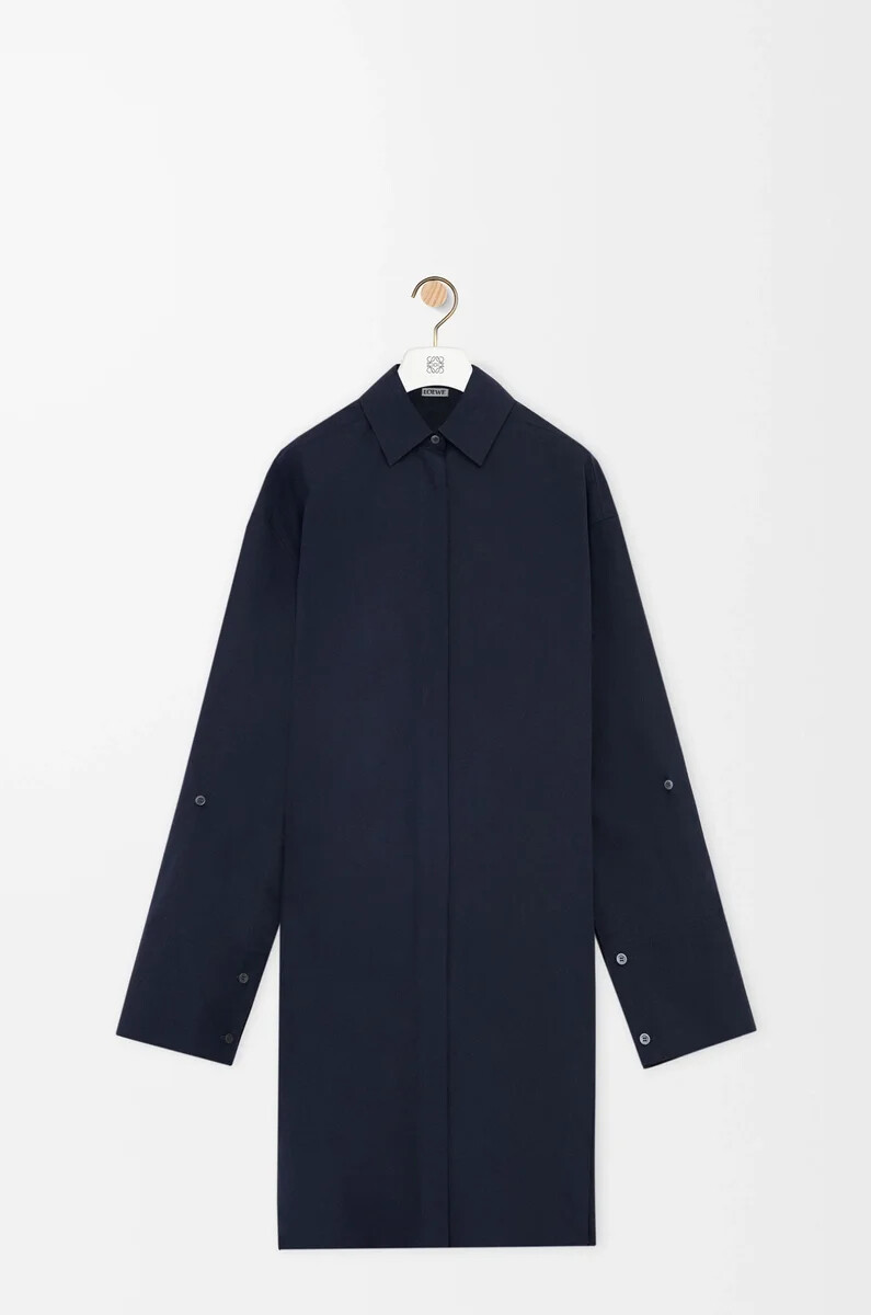 hemdkleid aus baumwolle marineblau