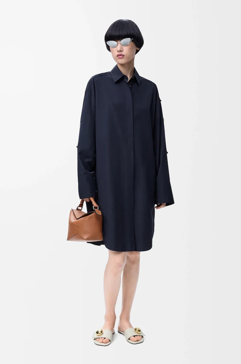 hemdkleid aus baumwolle marineblau