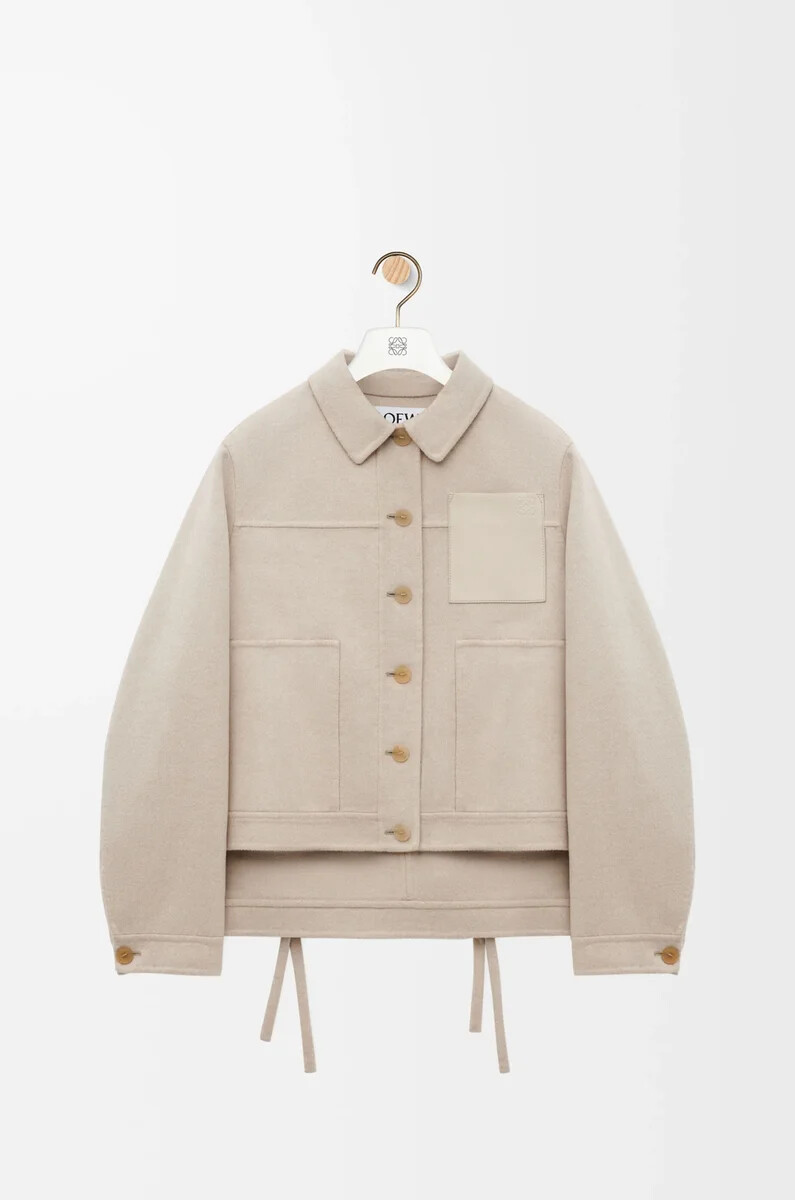 arbeitsjacke aus wolle und kaschmir hellbeige melange