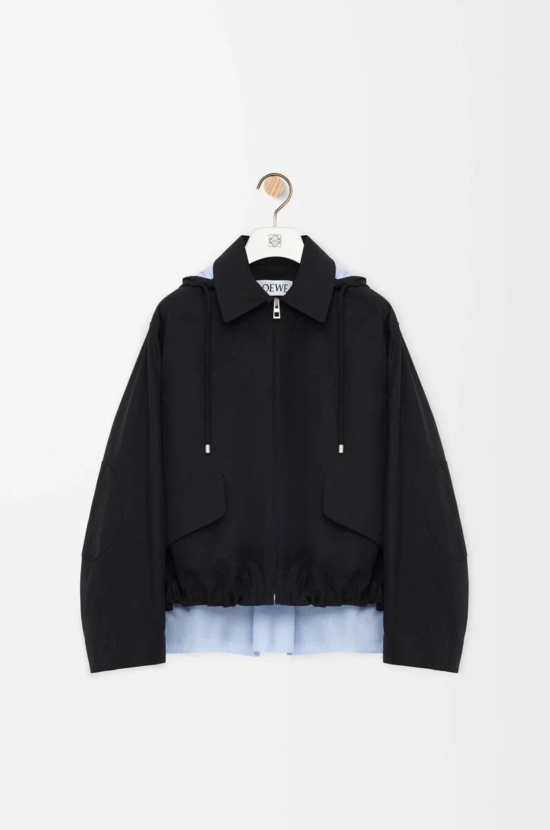 kapuzenparka aus baumwolle schwarz