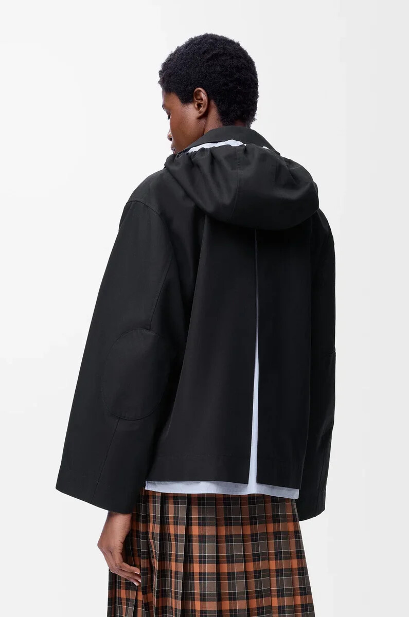 kapuzenparka aus baumwolle schwarz