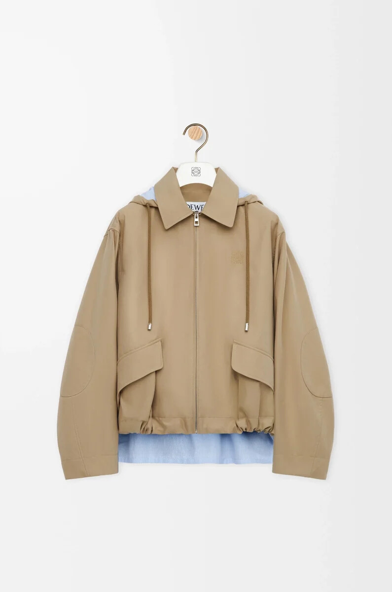 kapuzenparka aus baumwolle beige