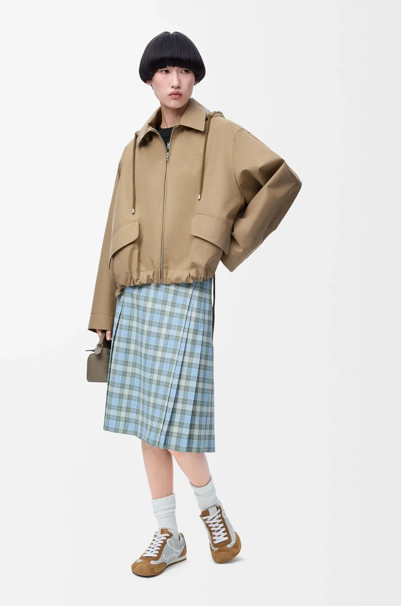 kapuzenparka aus baumwolle beige