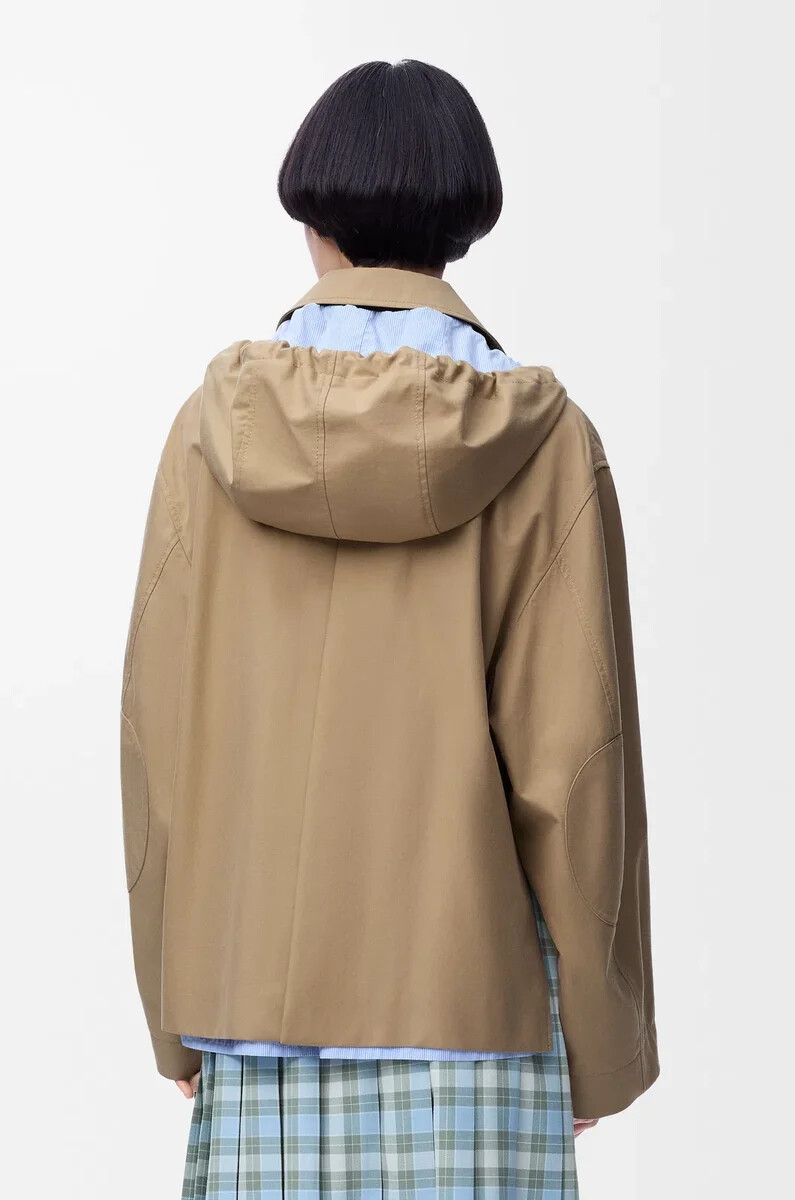 kapuzenparka aus baumwolle beige