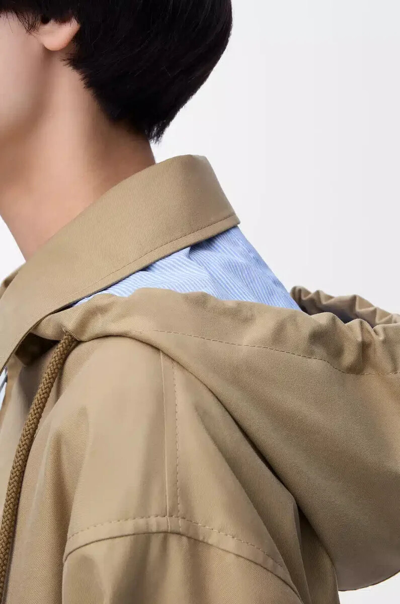 kapuzenparka aus baumwolle beige