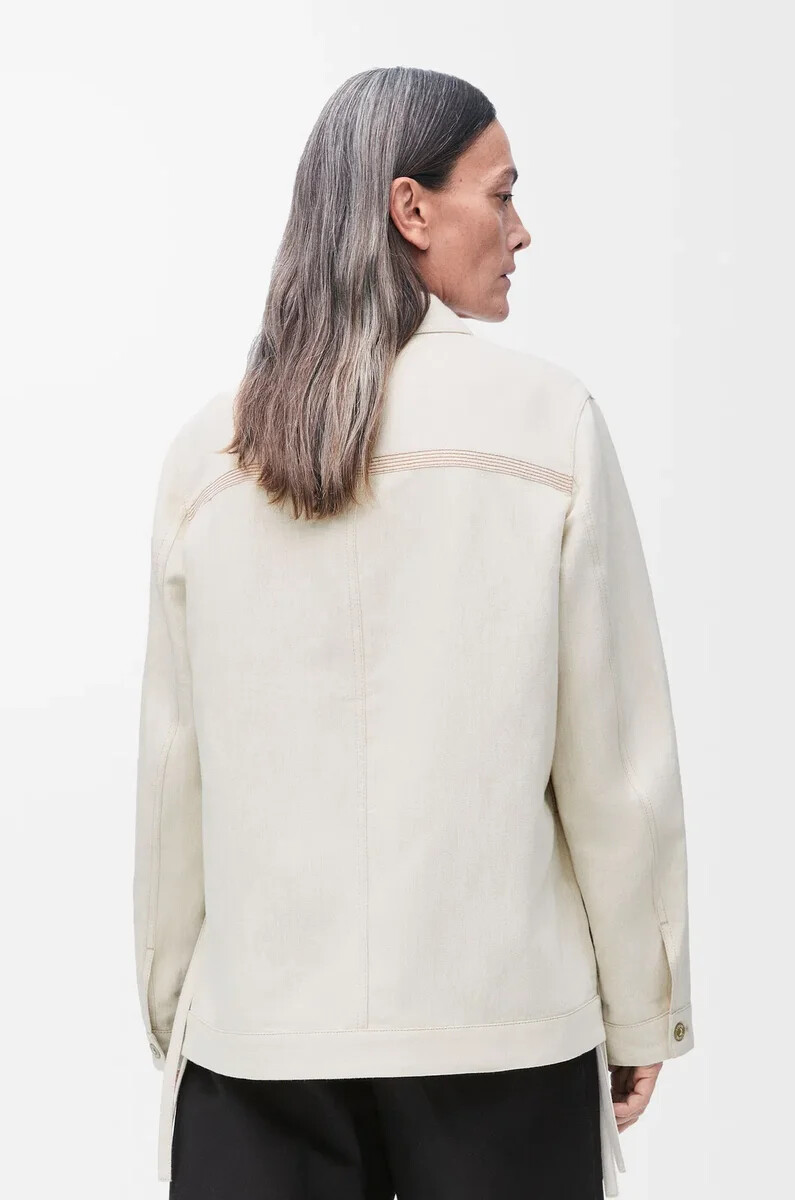 arbeitsjacke aus baumwolle und leinen in ecru